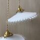 Pair of vintage white opaline pendant lamps and transparent serrated edges
