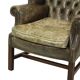 Old Green Chesterfield Armchair Wingchair