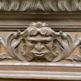 Renaissance style castle hunting mirror Louis XIII carved oak 1880