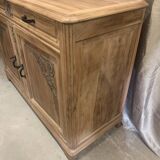 Art Deco raw wood sideboard in solid walnut