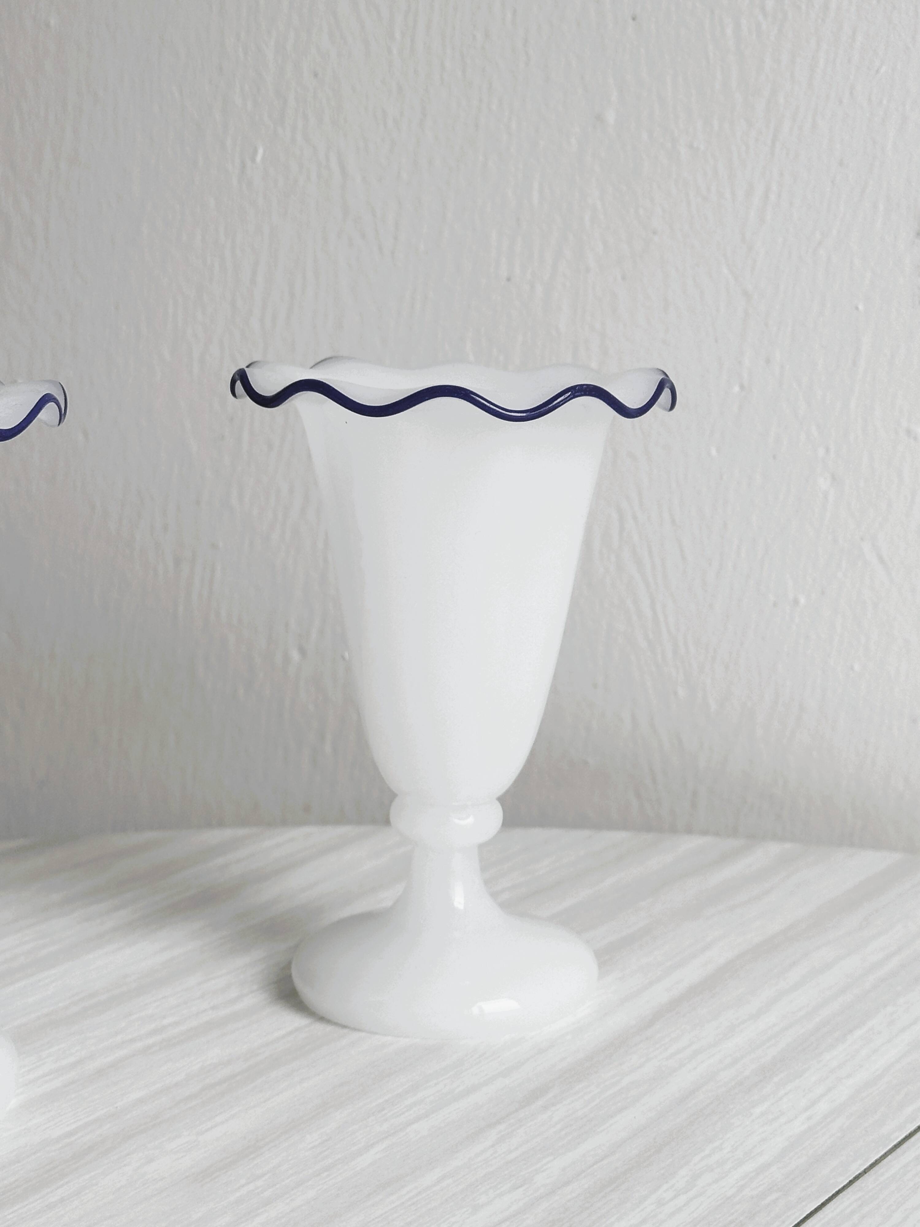 Pair of antique white opaline vases