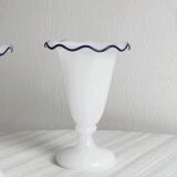 Pair of antique white opaline vases