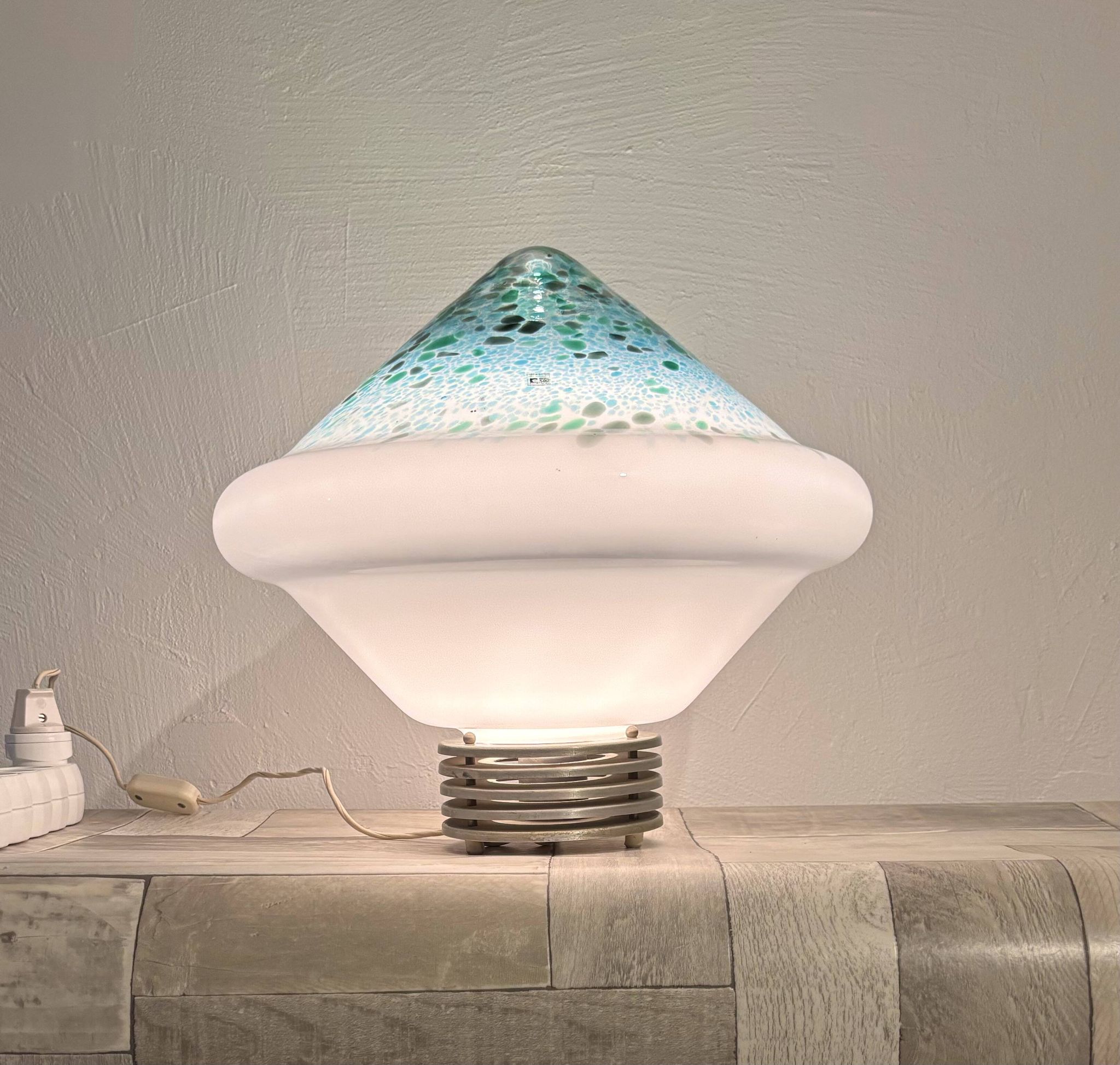 Grande lampe Murano Fratelli Toso - Étiquette originale - Space Age