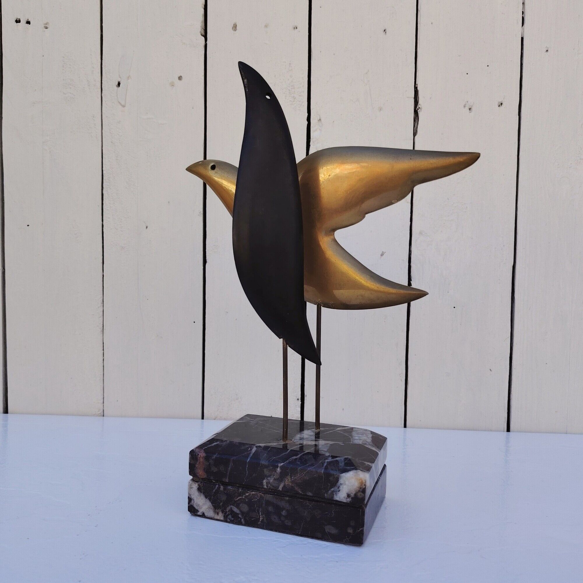 Bronze bird sculpture, signed and numbered, vintage.