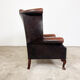 Vintage rustic dark brown leather chesterfield wingback armchair wassenaar