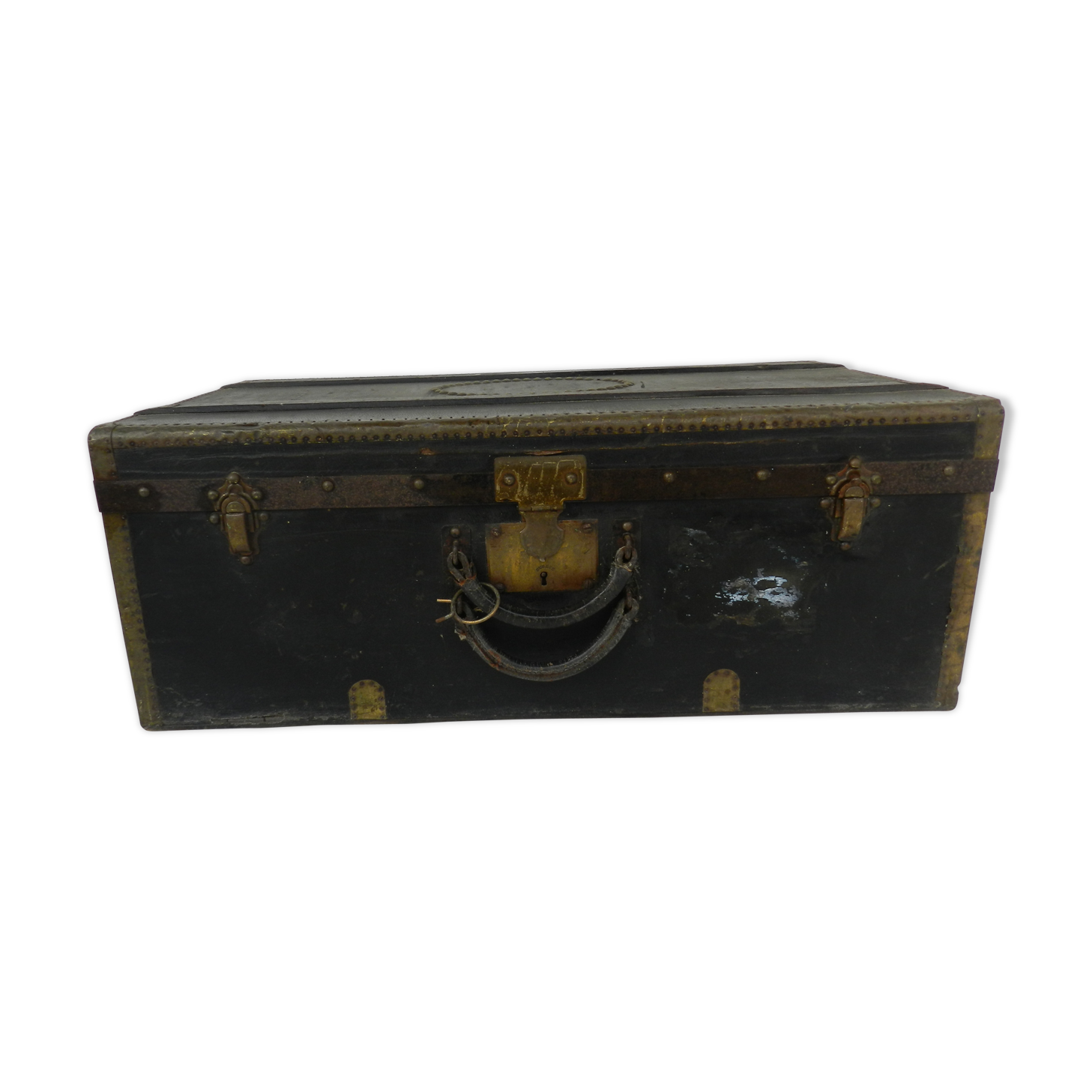 Old wooden, iron and brass trunk