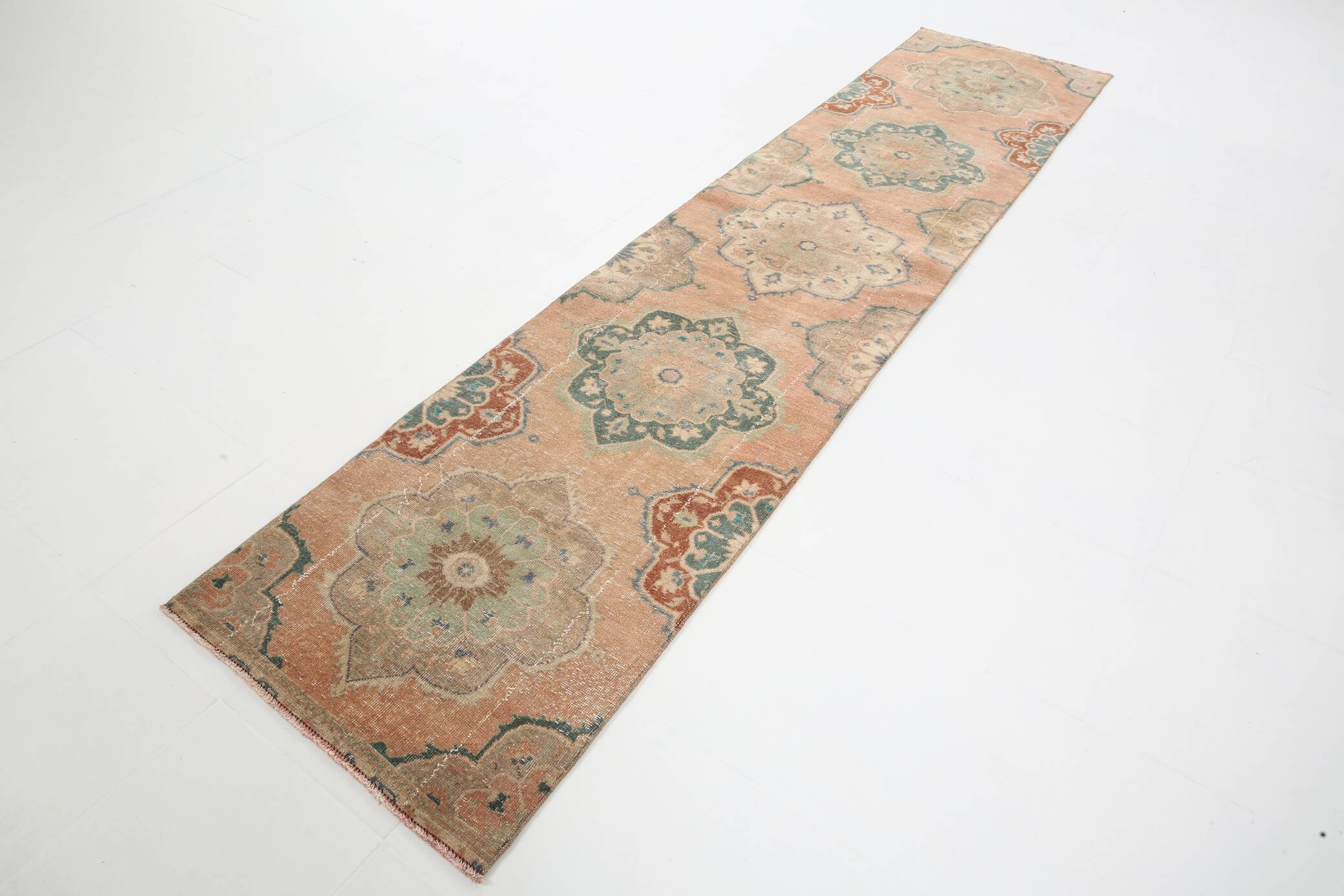 3x12 Soft Wool Pale Red Turkish Vintage Runner Rug