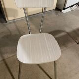 Vintage brown formica table and 3 white chairs
