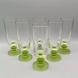 6 vintage champagne flutes with textured apple green base vemam italy