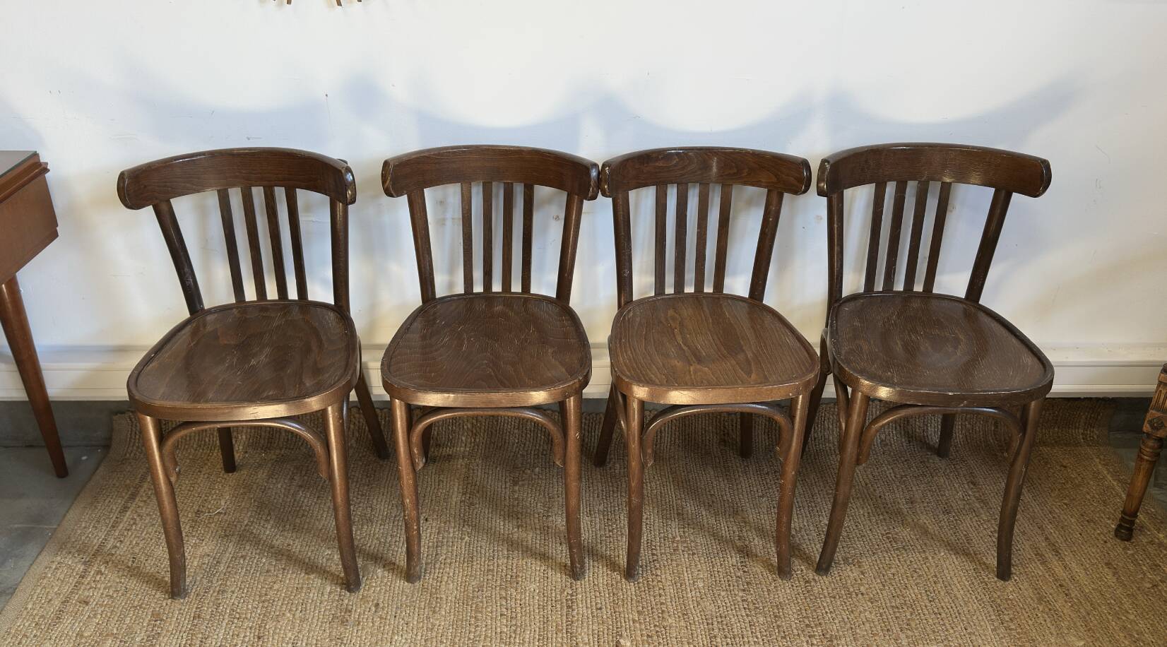4 bentwood bistro chairs – slatted back – Baumann style