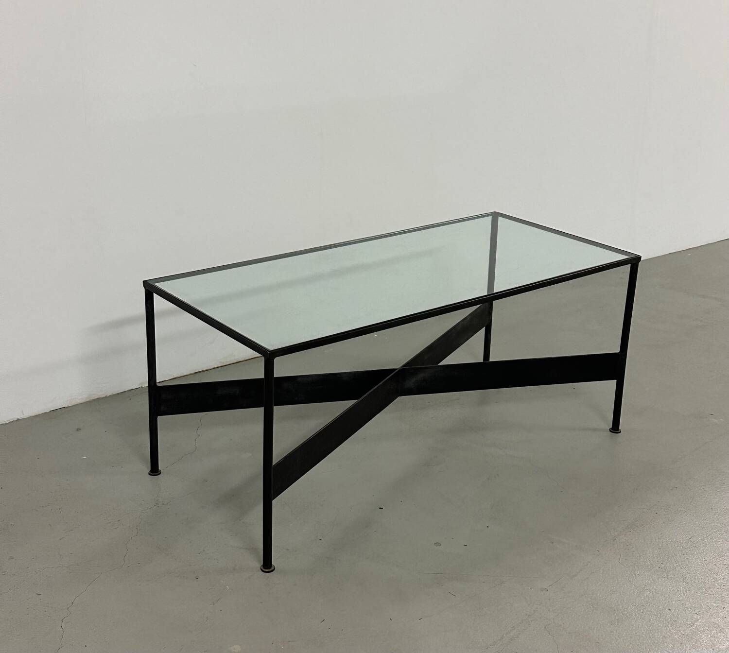 French Iron & Glass coffe table handmade 60s