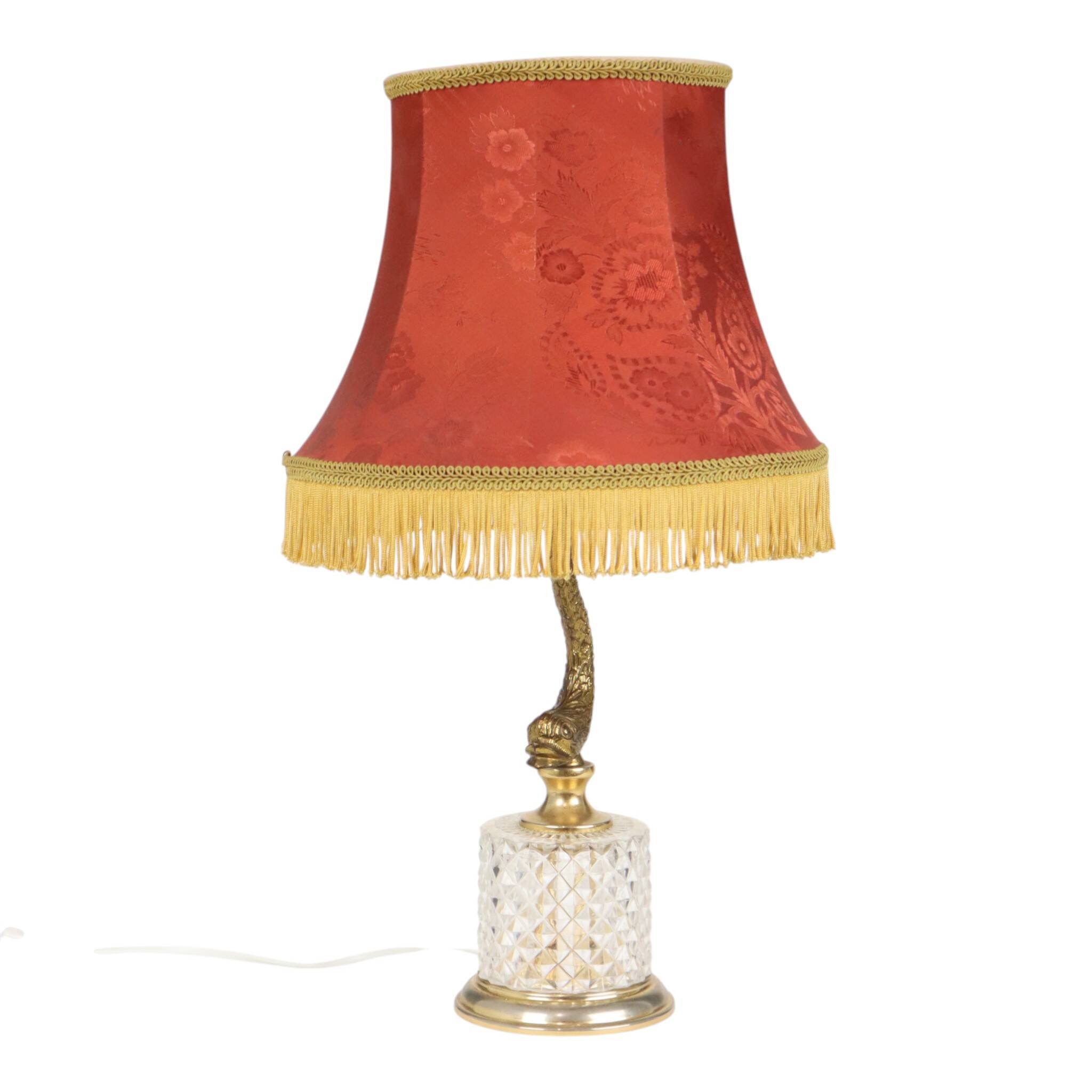 Vintage Brass Table Lamp Mythical Dolphin 45cm