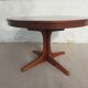 round/oval table with extension, central leg, dark shade, Baumann design