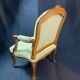 Large Queen-style back armchair in solid cherry wood, Louis XV style