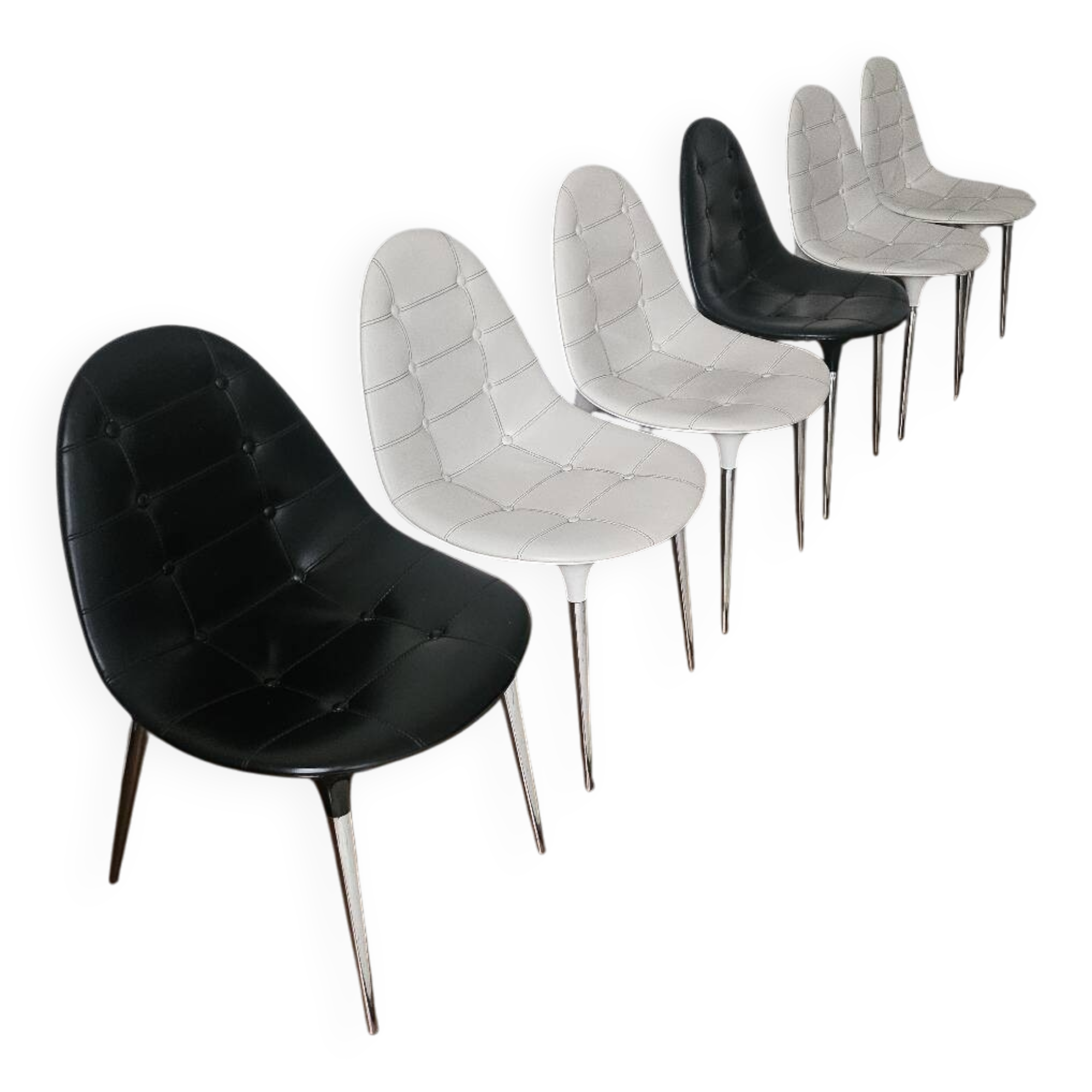 6 chaises Cassina 4 blanches 2 noires