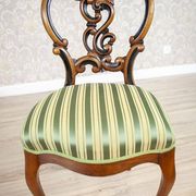 Vintage Walnut Chairs in Light Green, 1890s, Set of 5