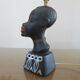 "African woman" lamp in matte black ceramic, 1950s-60s
