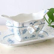 Pompadour ironstone sauceboat, Clairefontaine factory