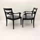 Art Deco Armchairs in Black Lacquer and Black-Creme Fabric, 1925