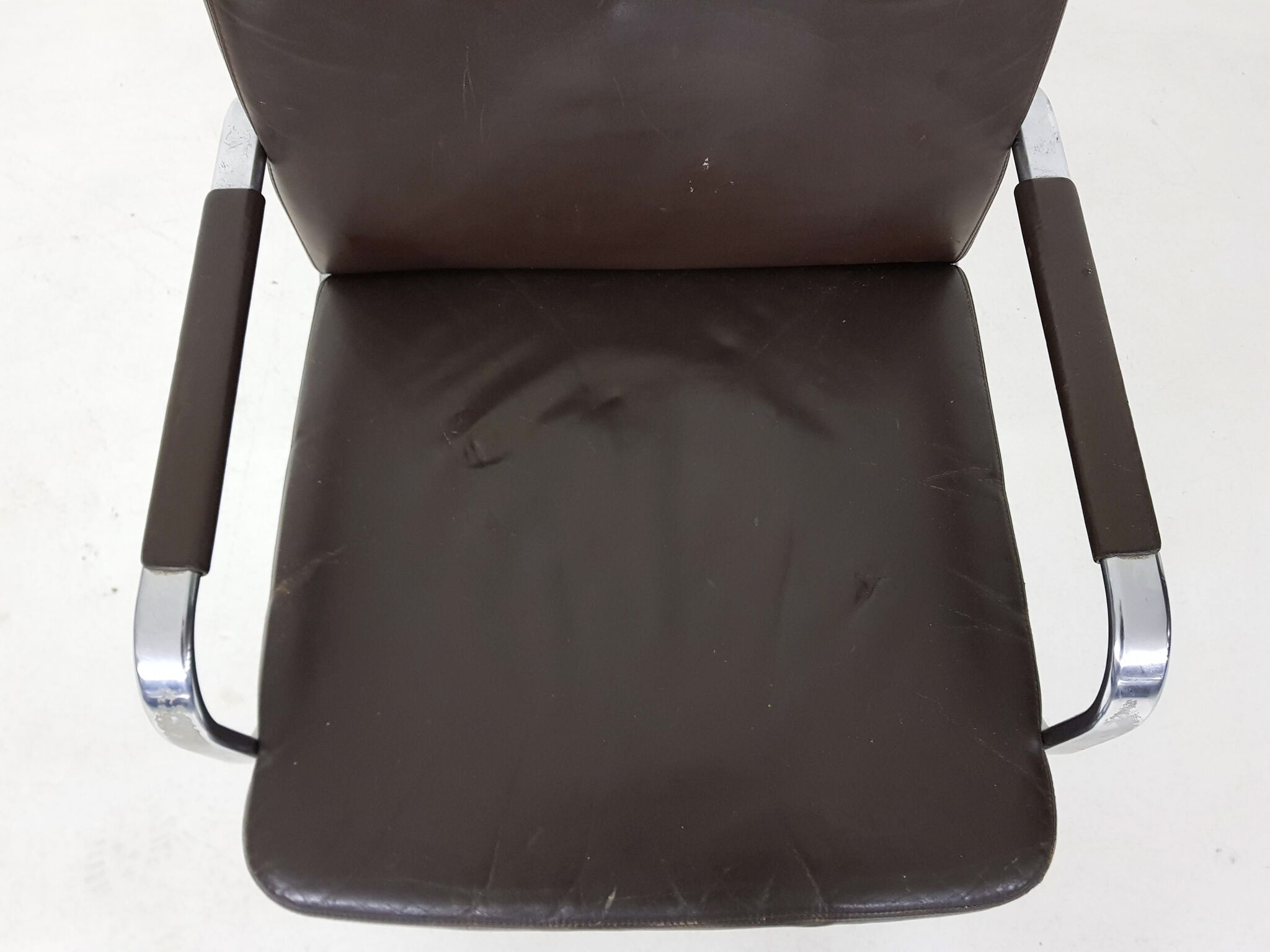 Walter Knoll leather swivel desk chair, Germany 1970's