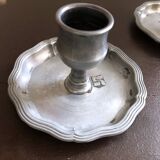 Pair of pewter table candlesticks