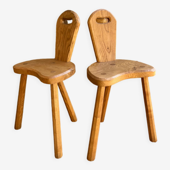 Stools chairs tripod solid oak 50s