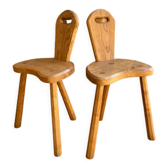Stools chairs tripod solid oak 50s