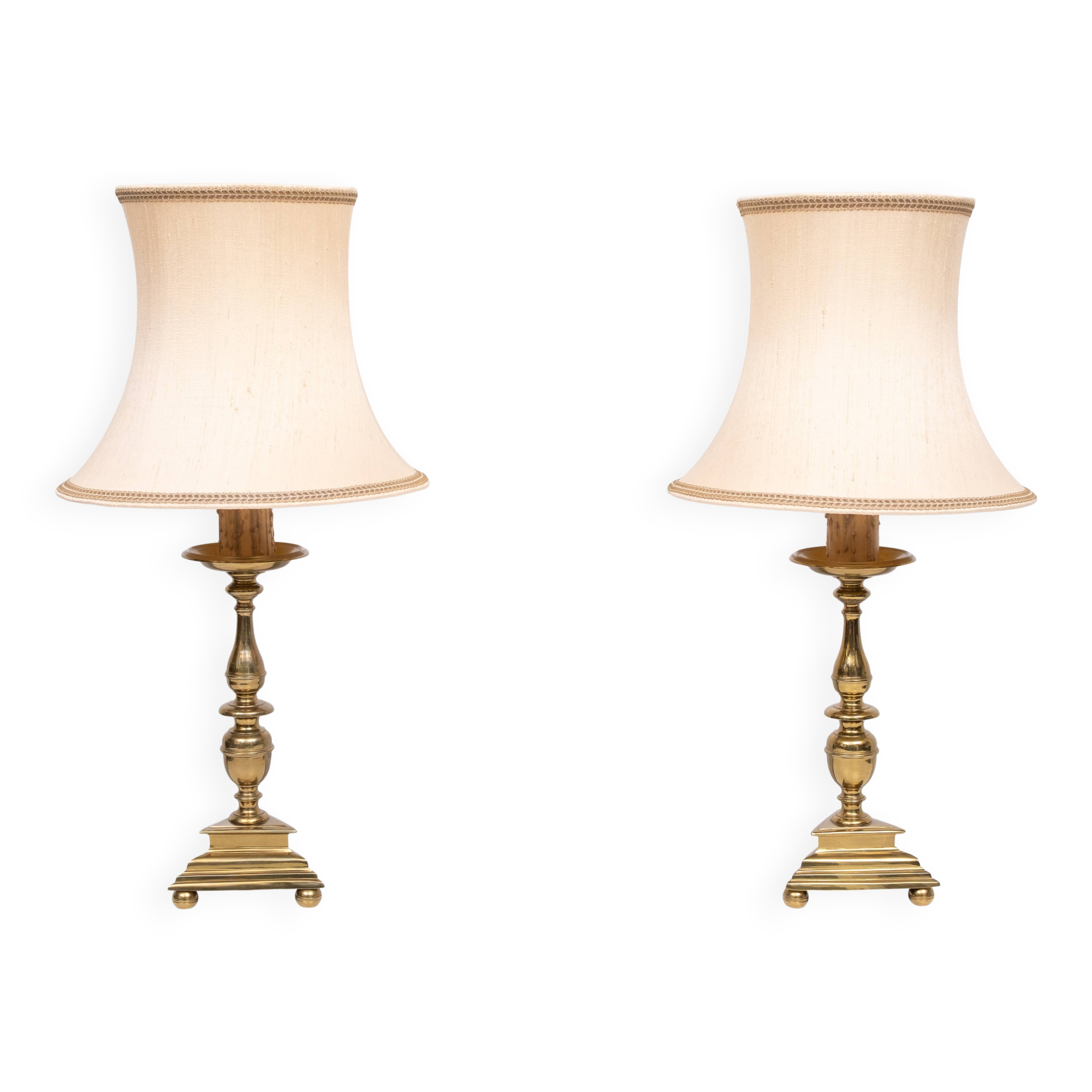set solid Brass Gothic Revival Table Lamps 1950s