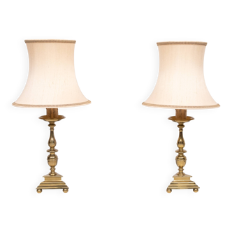 set solid Brass Gothic Revival Table Lamps 1950s