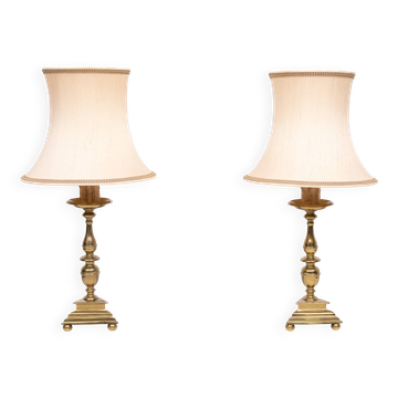 set solid Brass Gothic Revival Table Lamps 1950s