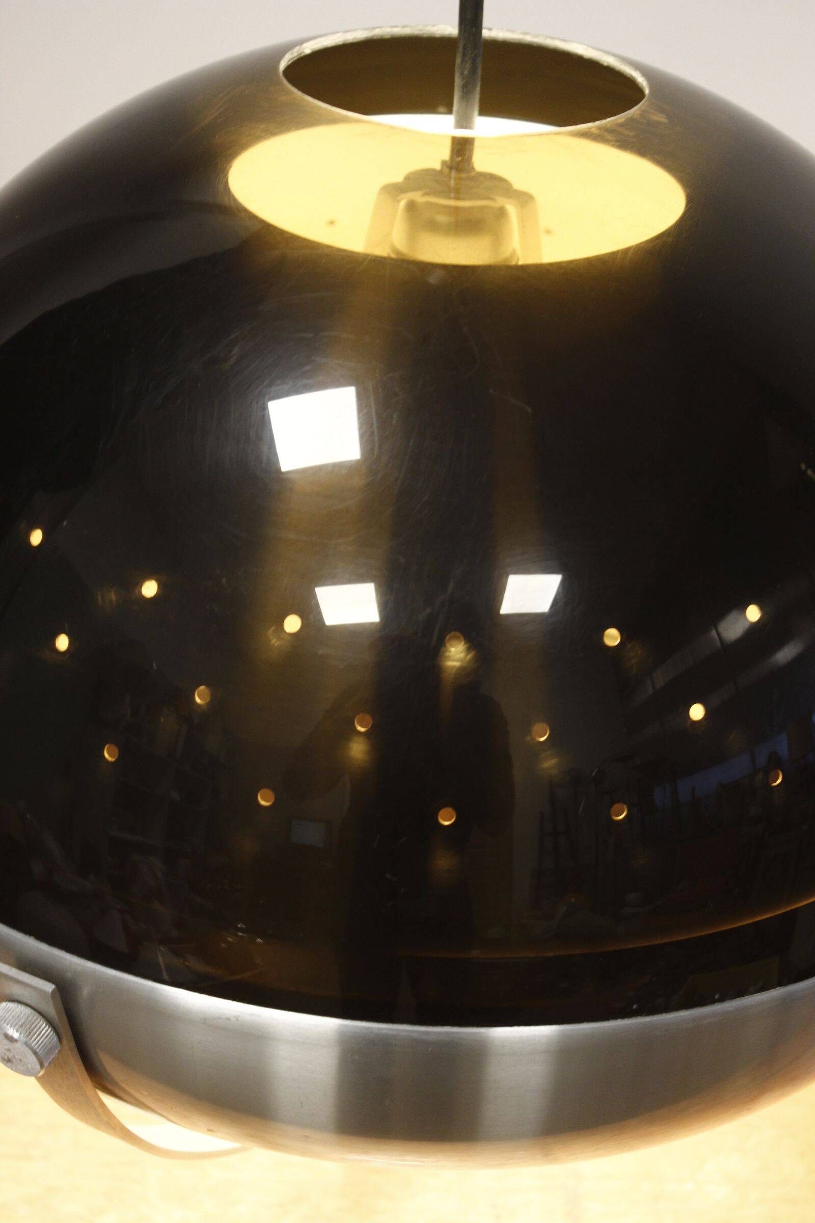 Space Age pendant chandelier smoked plexiglass & aluminum 1970s