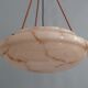 Large Art Deco pendant lamp in marbled glass with rope suspension, 1920s-1930s