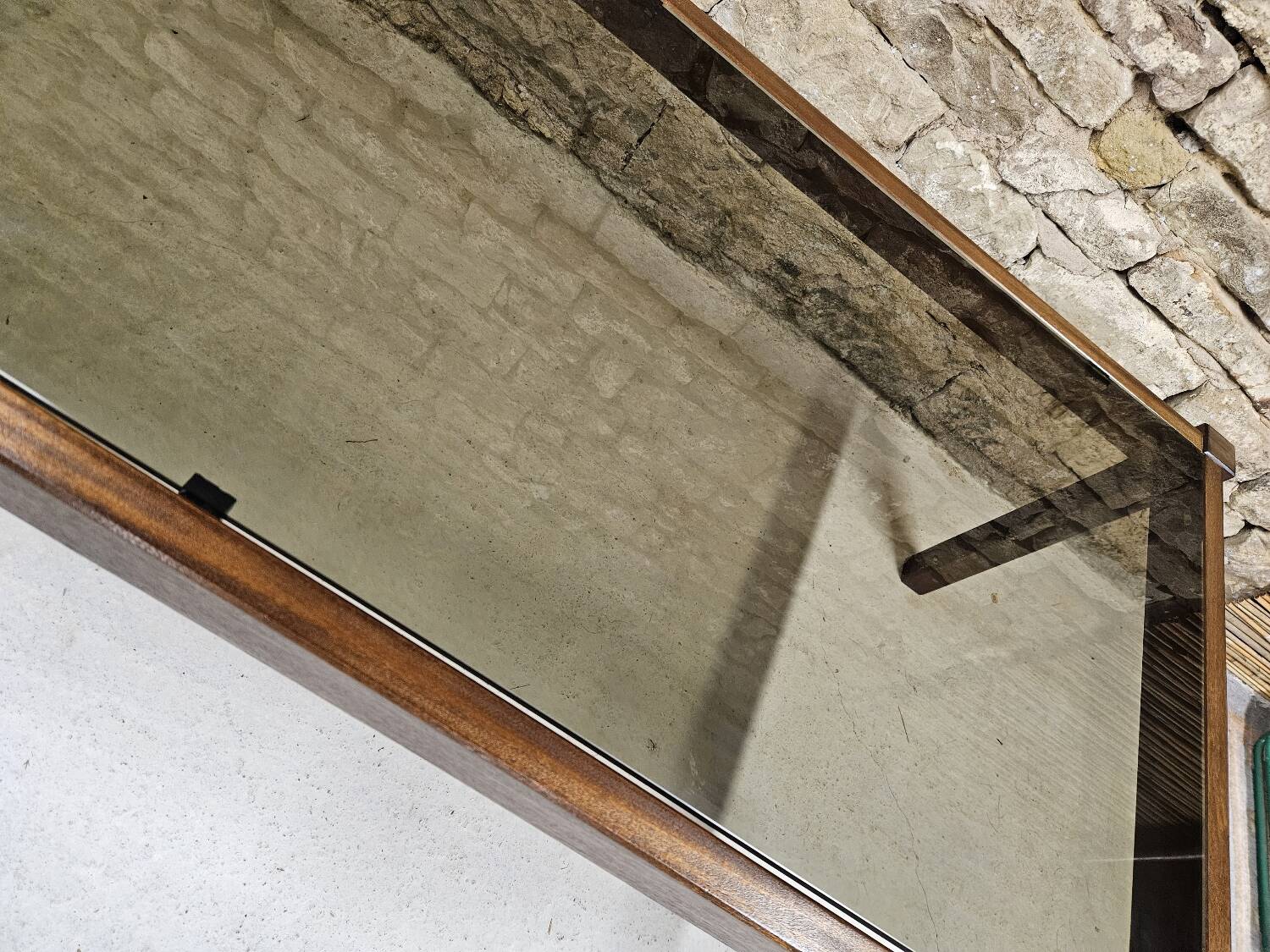 Teak coffee table with smoked glass 1970"