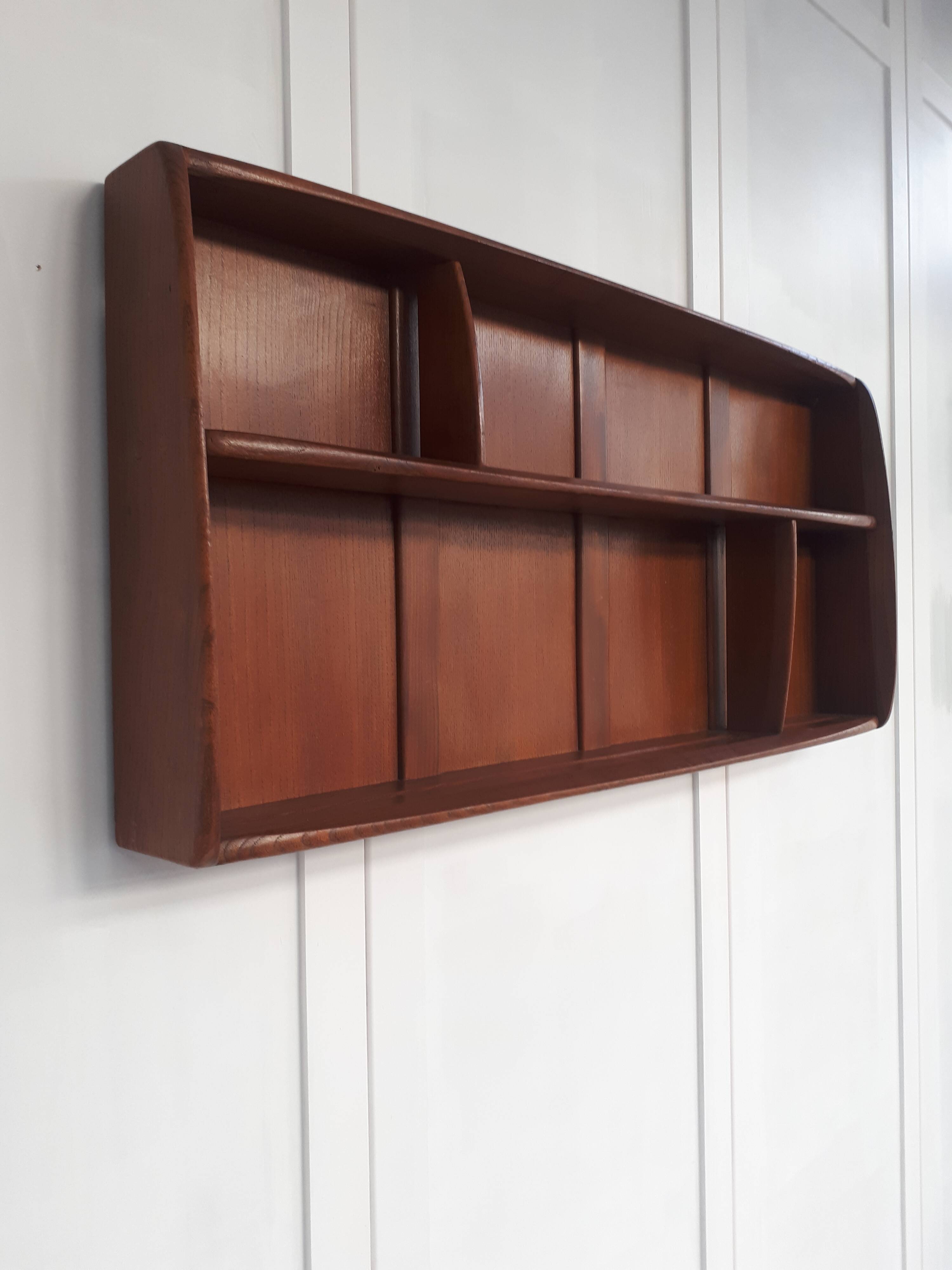 Vintage Ercol solid elm shelf c1960