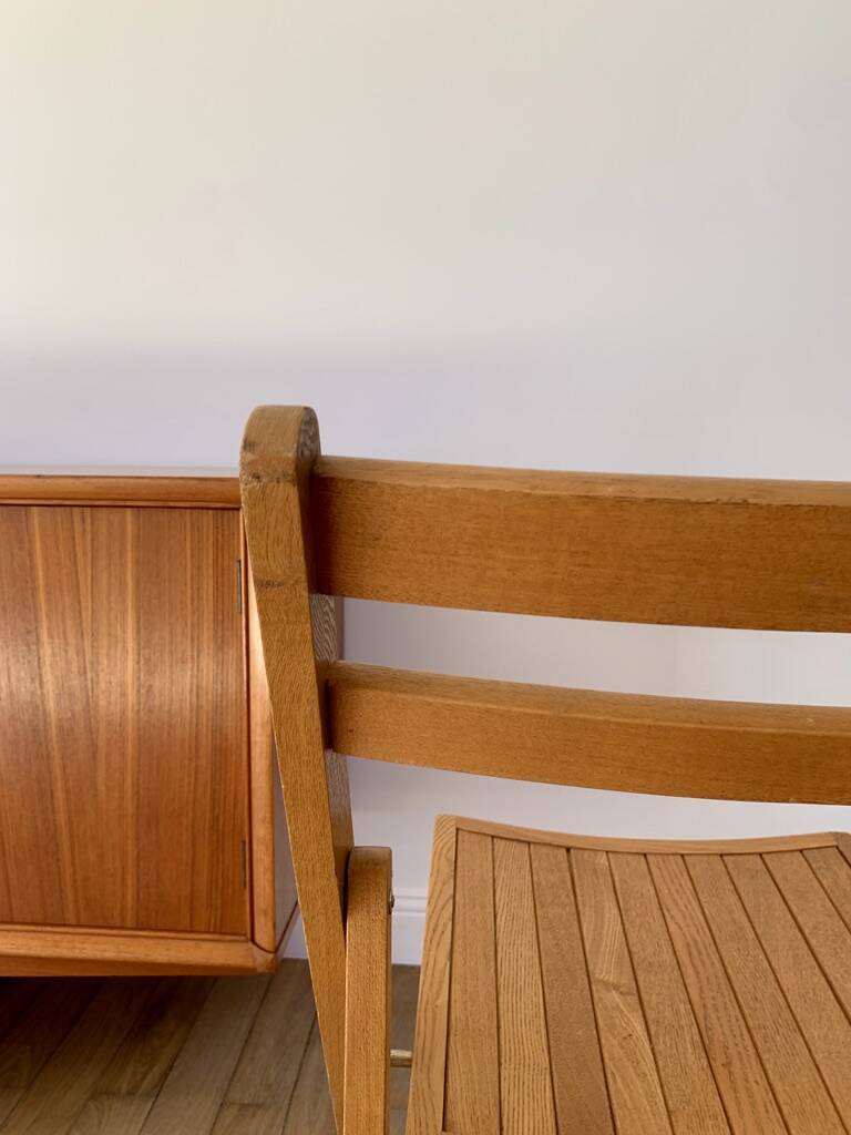 vintage beech wood folding chair from the 70s