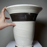 Large modern Raku beige and brown Keramos Sèvres lamp - Jean Besnard 1889-