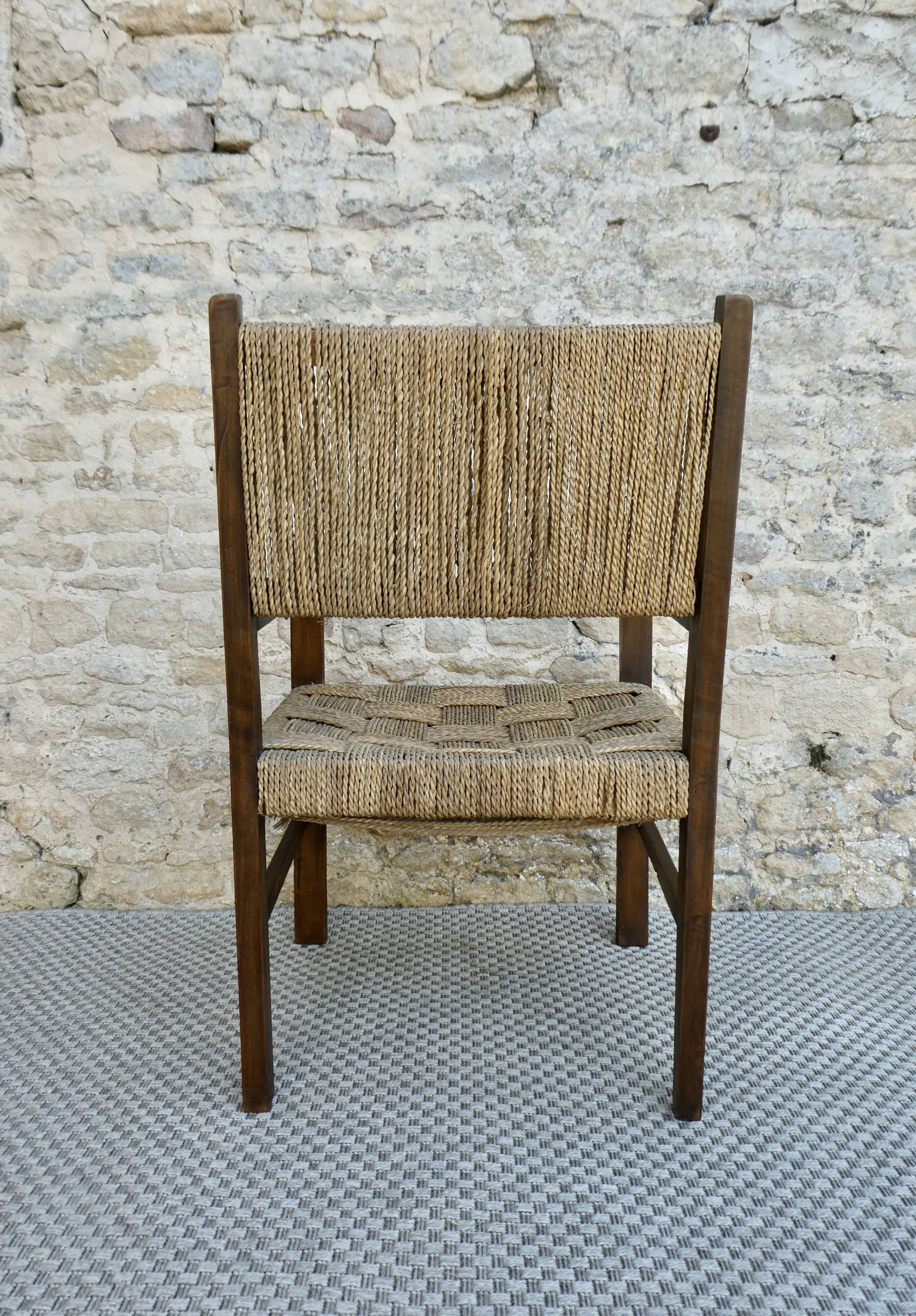 Fauteuil en bois et corde vers 1950