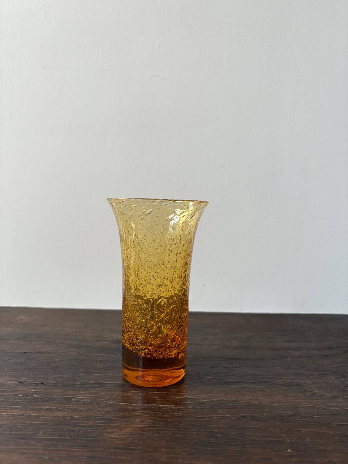 Orange bubble glass vase from the 60s