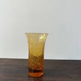 Orange bubble glass vase from the 60s