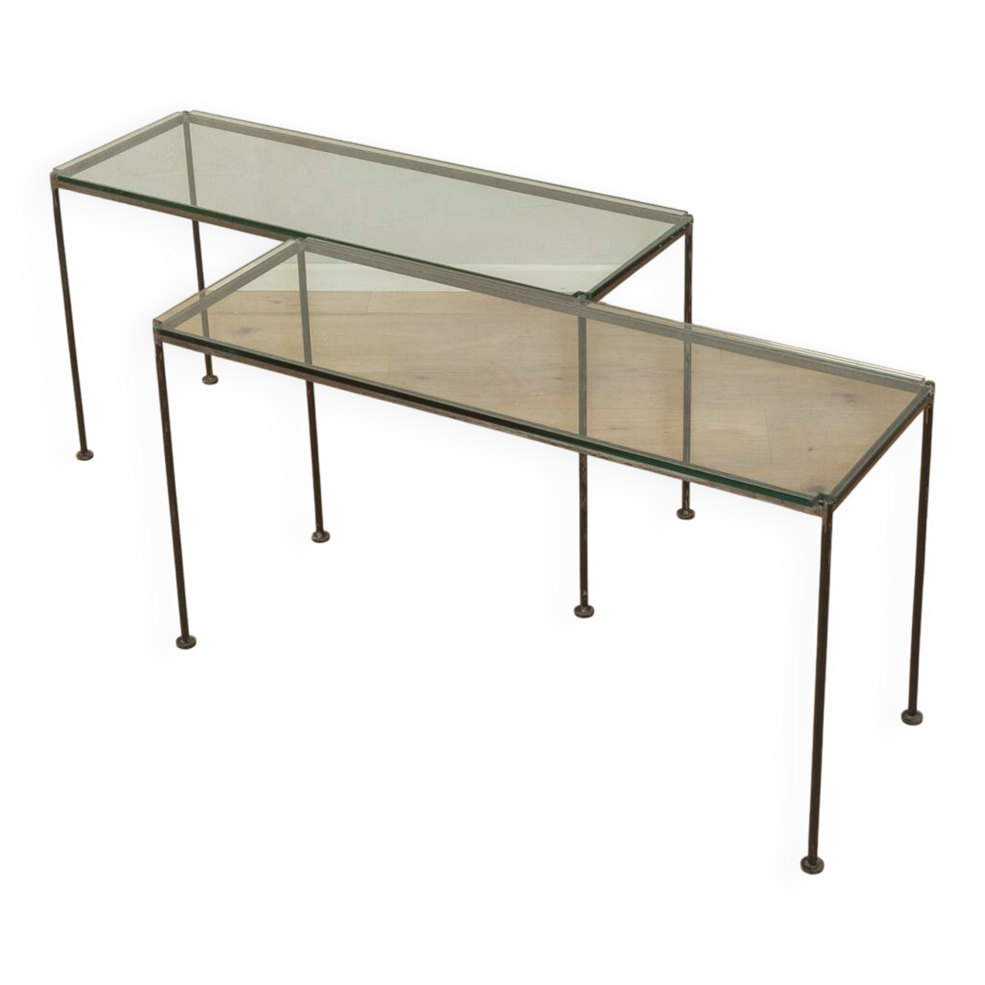 Glass table set, 1980s