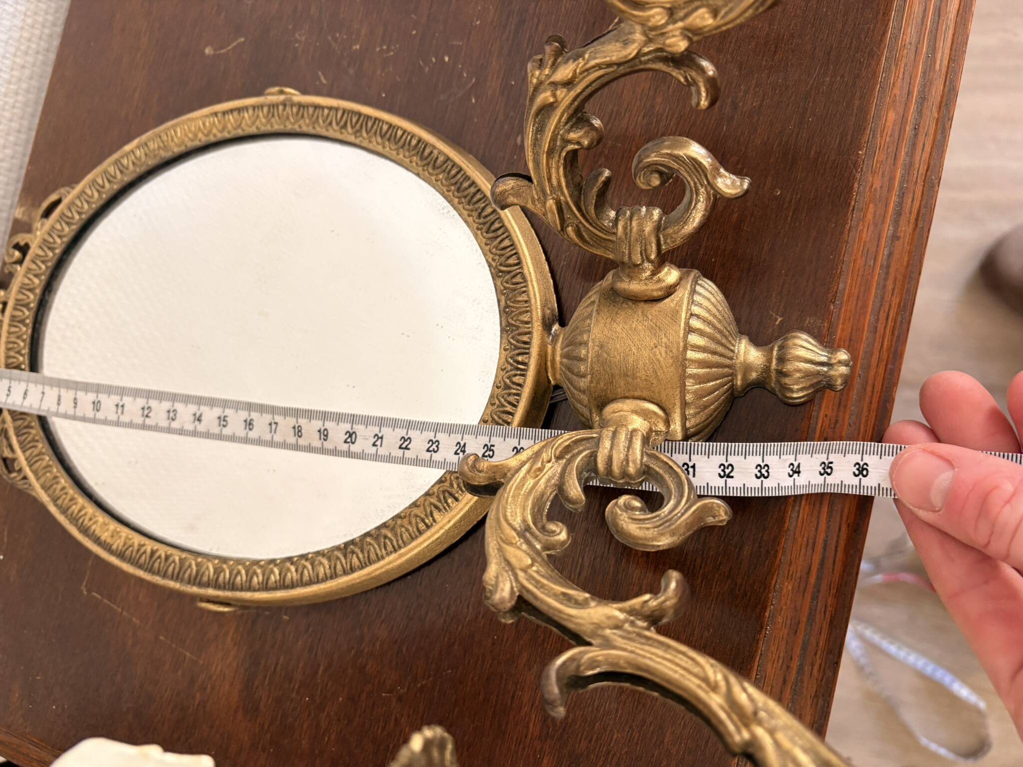 Antique Wall Sconce Mirror Candle Holder Golden Louis XVI