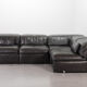 Durlet 'Jeep' Modular Sofa in Anthracite Grey Leather, Belgium 1970s