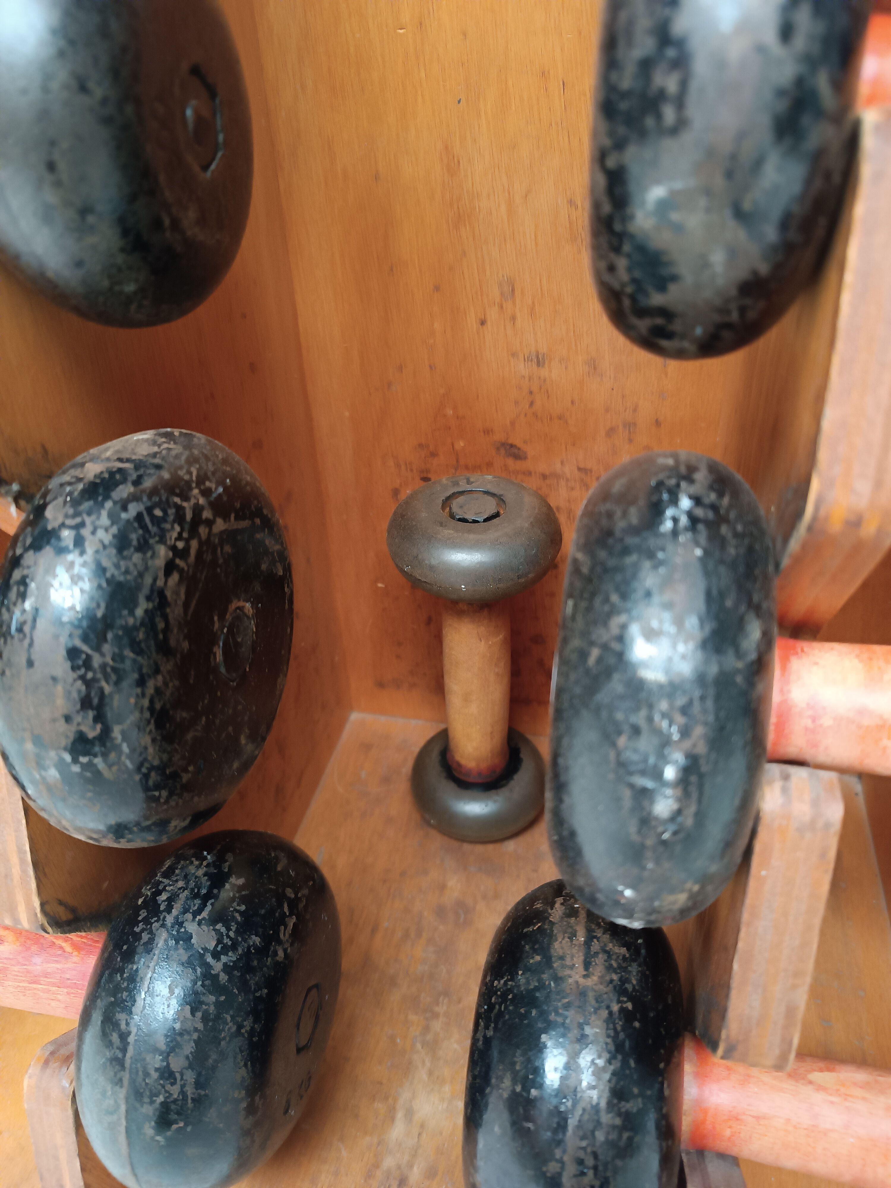 60s dumbbell wall display