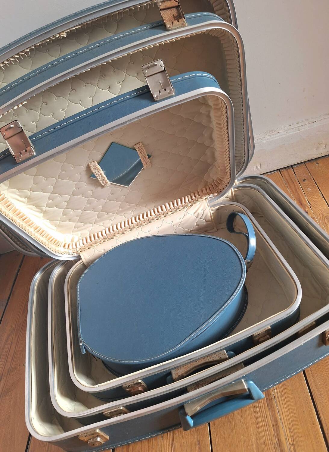 Air France vintage flight attendant nesting suitcase set