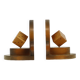 Vintage Wooden Dice Bookends Art Deco Style