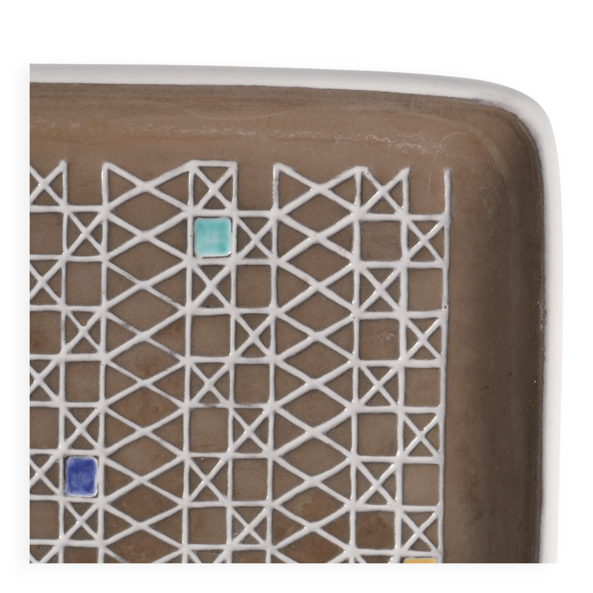 Brown and White "Corso" Ceramic Dish by Ingrid Atterberg for Upsala Ekeby, 1950s