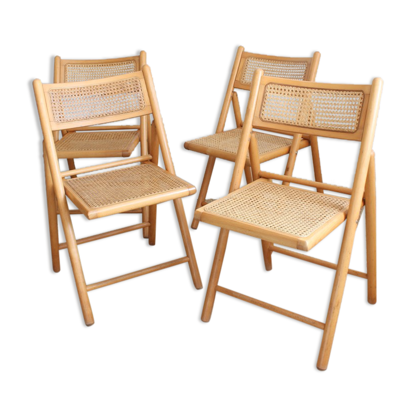 Chaises pliantes cannage et bois