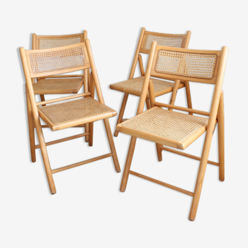 Chaises pliantes cannage et bois