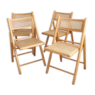 Chaises pliantes cannage et bois