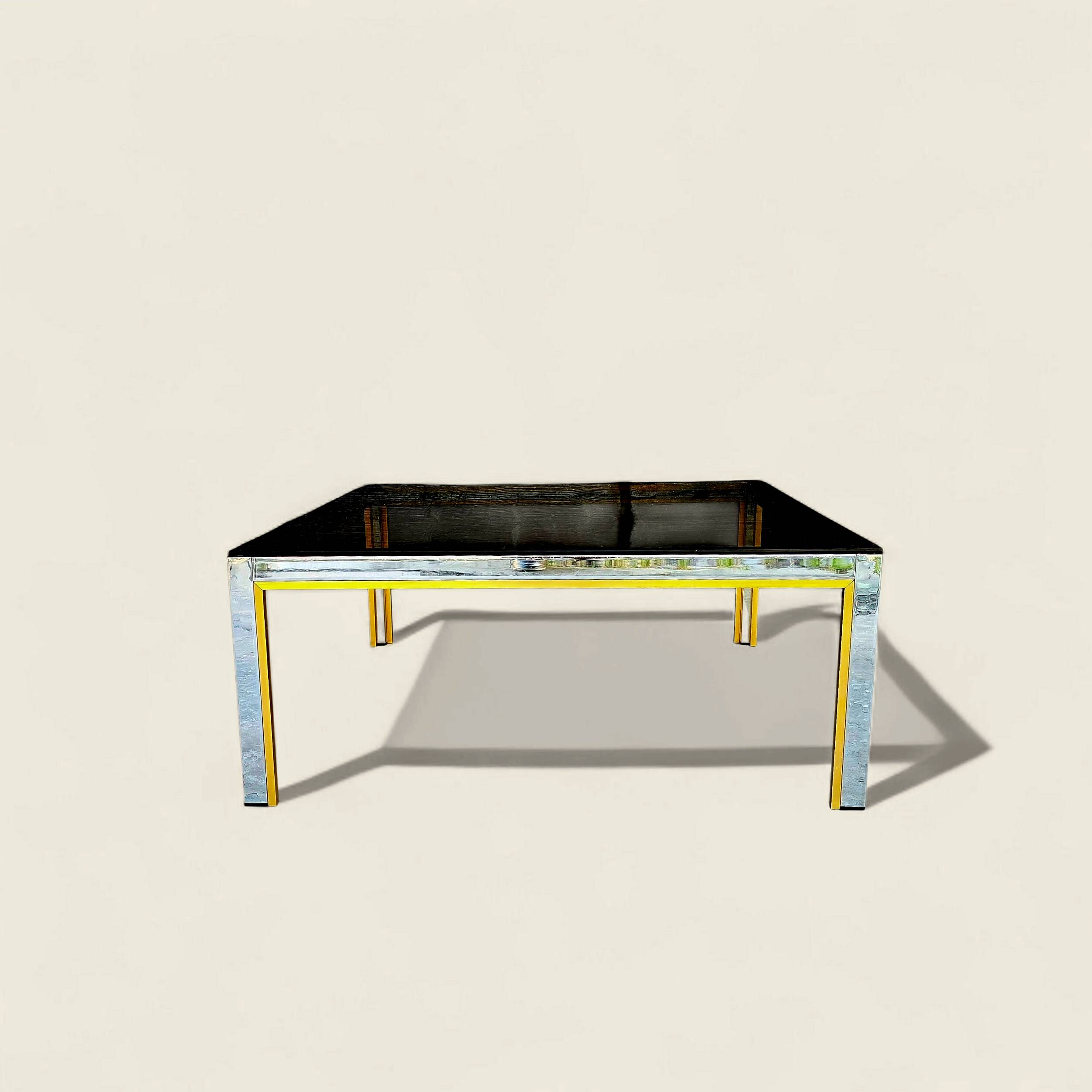 Renato Zevi Chrome and Gold Coffee Table, Italy, 1970s